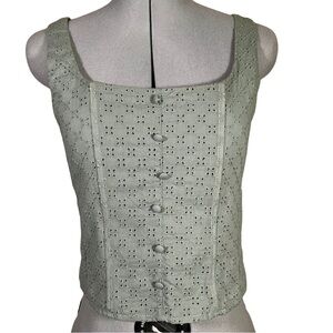 Green eyelet bodice Gianni Bini small button up
